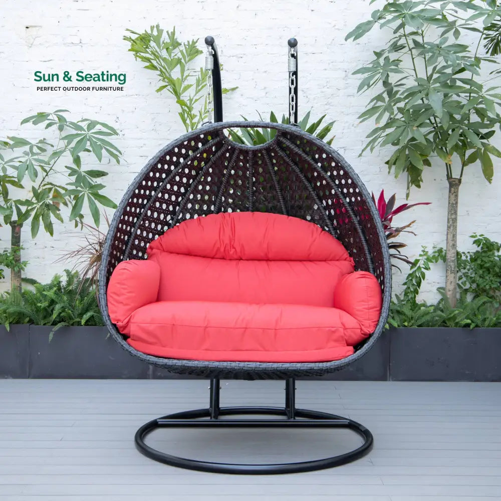 Fino Double Seater Hanging Swing With Stand For Balcony Garden Swing (Dark Grey) Swings