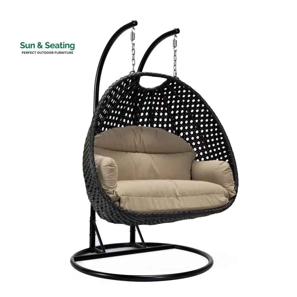 Fino Double Seater Hanging Swing With Stand For Balcony Garden Swing (Dark Grey) Swings