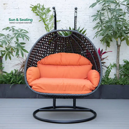 Fino Double Seater Hanging Swing With Stand For Balcony Garden Swing (Dark Grey) Swings