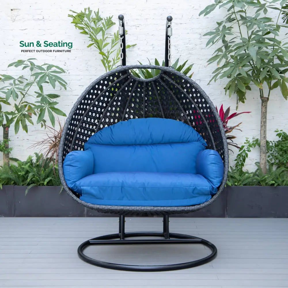 Fino Double Seater Hanging Swing With Stand For Balcony Garden Swing (Dark Grey) Swings