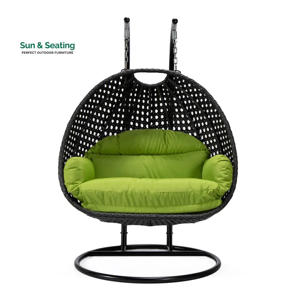 Fino Double Seater Hanging Swing With Stand For Balcony Garden Swing (Dark Grey) Swings
