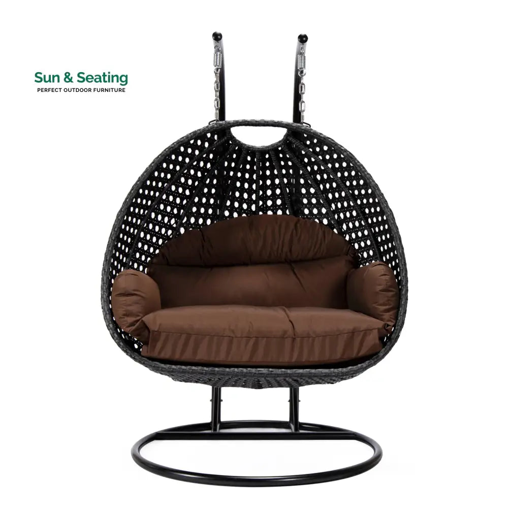 Fino Double Seater Hanging Swing With Stand For Balcony Garden Swing (Dark Grey) Swings