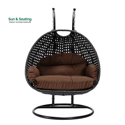 Fino Double Seater Hanging Swing With Stand For Balcony Garden Swing (Dark Grey) Swings
