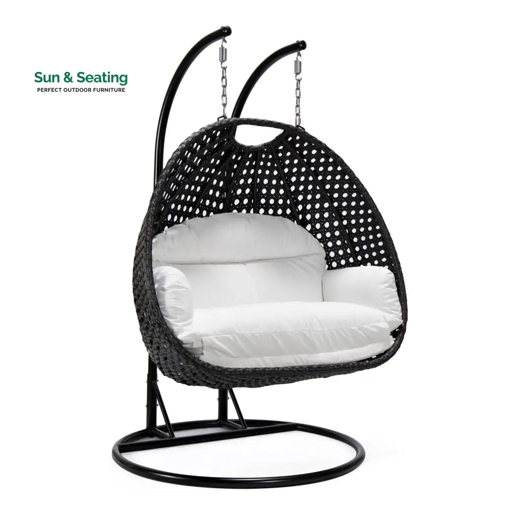 Fino Double Seater Hanging Swing With Stand For Balcony Garden Swing (Dark Grey) Swings