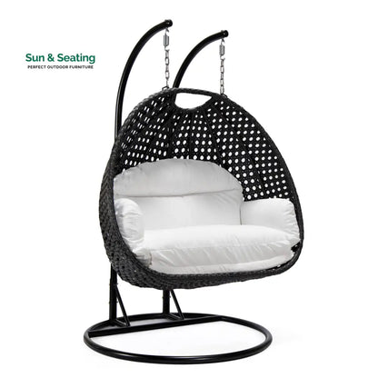 Fino Double Seater Hanging Swing With Stand For Balcony Garden Swing (Dark Grey) Swings