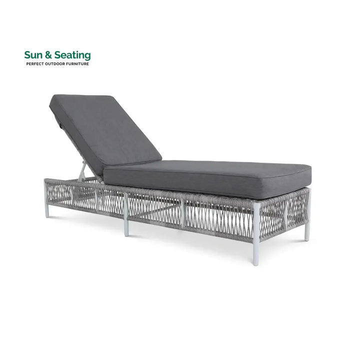 Fiora Outdoor Rope Lounge Chairs Set of 2 with Thick Cushions Lounger Set