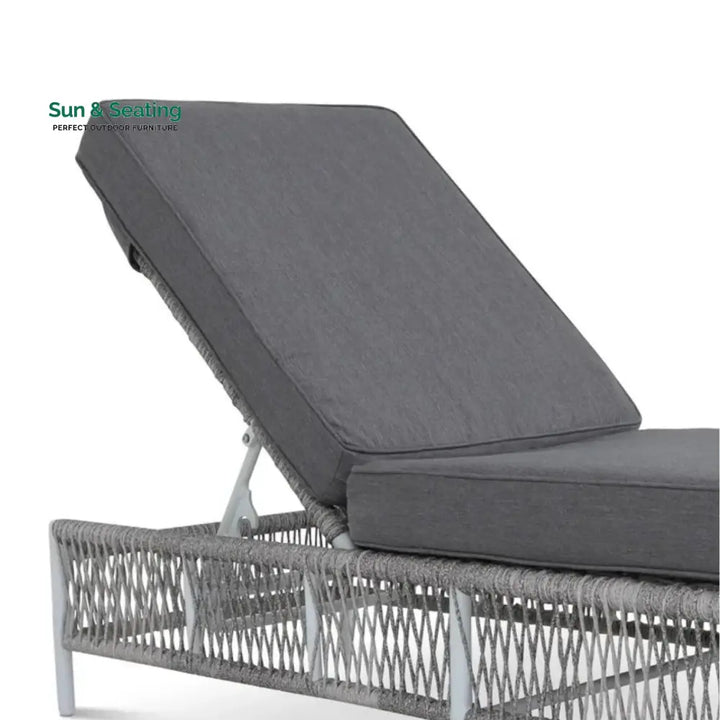 Fiora Outdoor Rope Lounge Chairs Set of 2 with Thick Cushions Lounger Set