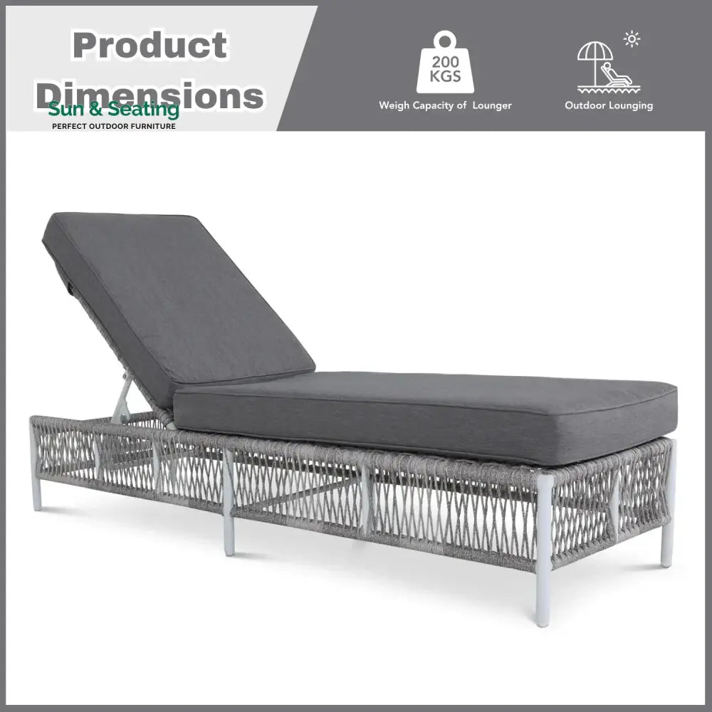 Fiora Outdoor Rope Lounge Chairs Set of 2 with Thick Cushions Lounger Set