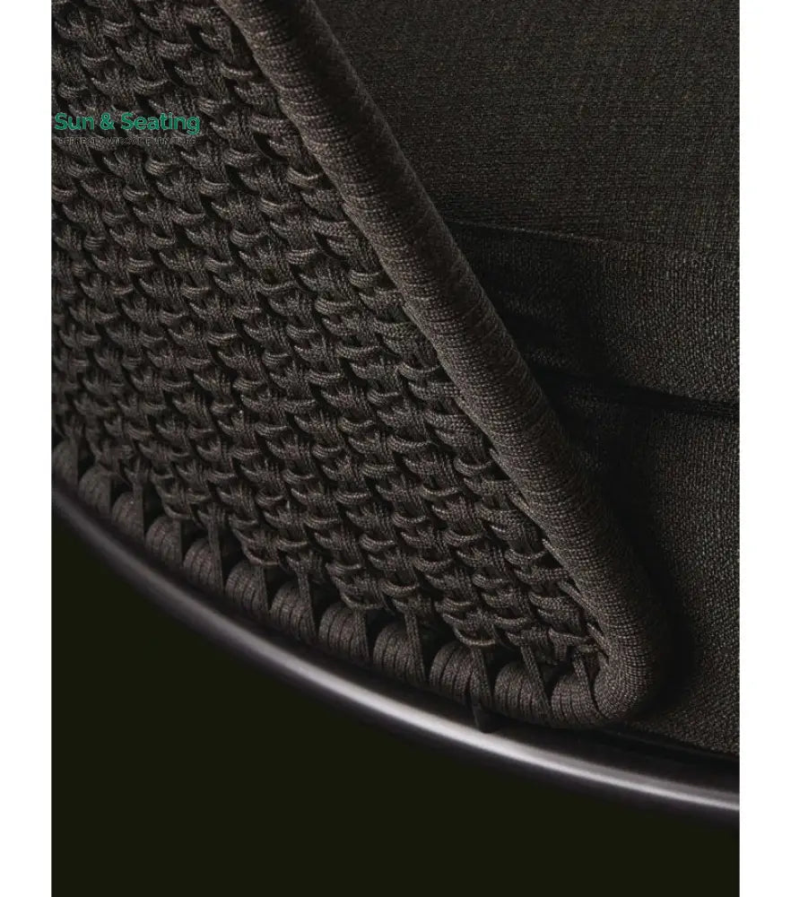 Fiore Outdoor Poolside Sunbed With Cushion Daybed (Black) Braided &amp; Rope Sunbed