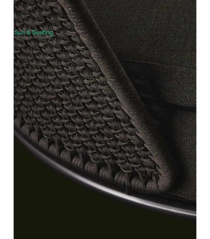 Fiore Outdoor Poolside Sunbed With Cushion Daybed (Black) Braided &amp; Rope Sunbed