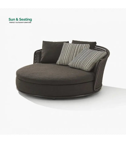 Fiore Outdoor Poolside Sunbed With Cushion Daybed (Black) Braided & Ro ...