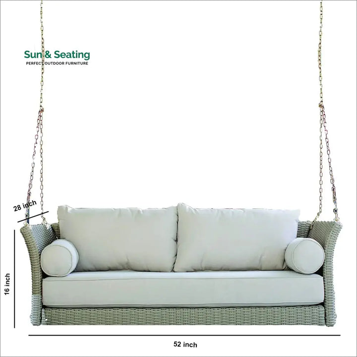 Fiorentini Double Seater Hanging Swing Without Stand For Balcony Garden Swing (Beige) Swings