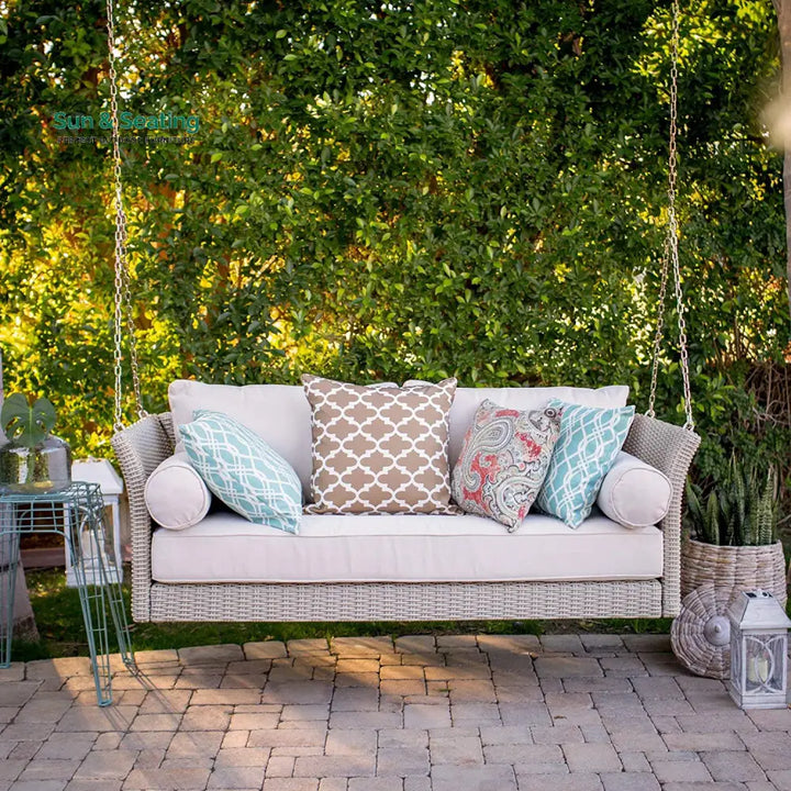 Fiorentini Double Seater Hanging Swing Without Stand For Balcony Garden Swing (Beige) Swings