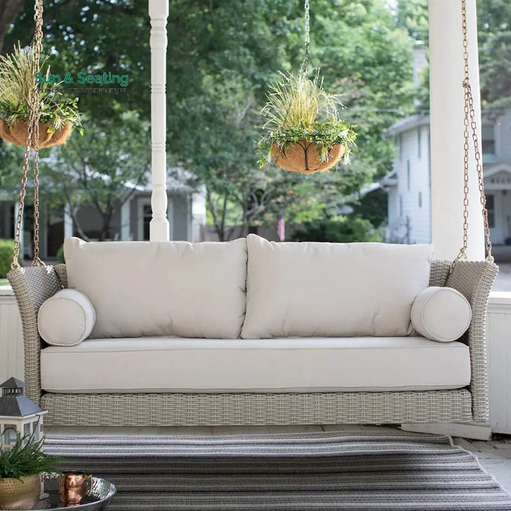 Fiorentini Double Seater Hanging Swing Without Stand For Balcony Garden Swing (Beige) Swings