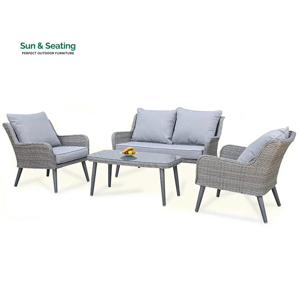Fiorentino Outdoor Sofa Set 2 Seater 2 Single seater and 1 Center Table (Grey) Sofa Sets