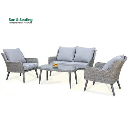 Fiorentino Outdoor Sofa Set 2 Seater 2 Single seater and 1 Center Table (Grey) Sofa Sets