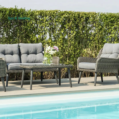 Fiorentino Outdoor Sofa Set 2 Seater 2 Single seater and 1 Center Table (Grey) Sofa Sets