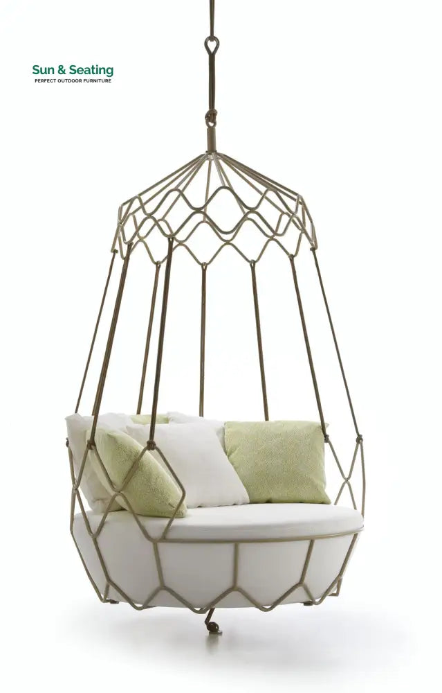 Flavio Single Seater Hanging Swing Without Stand For Balcony Garden Swing Beige Swings