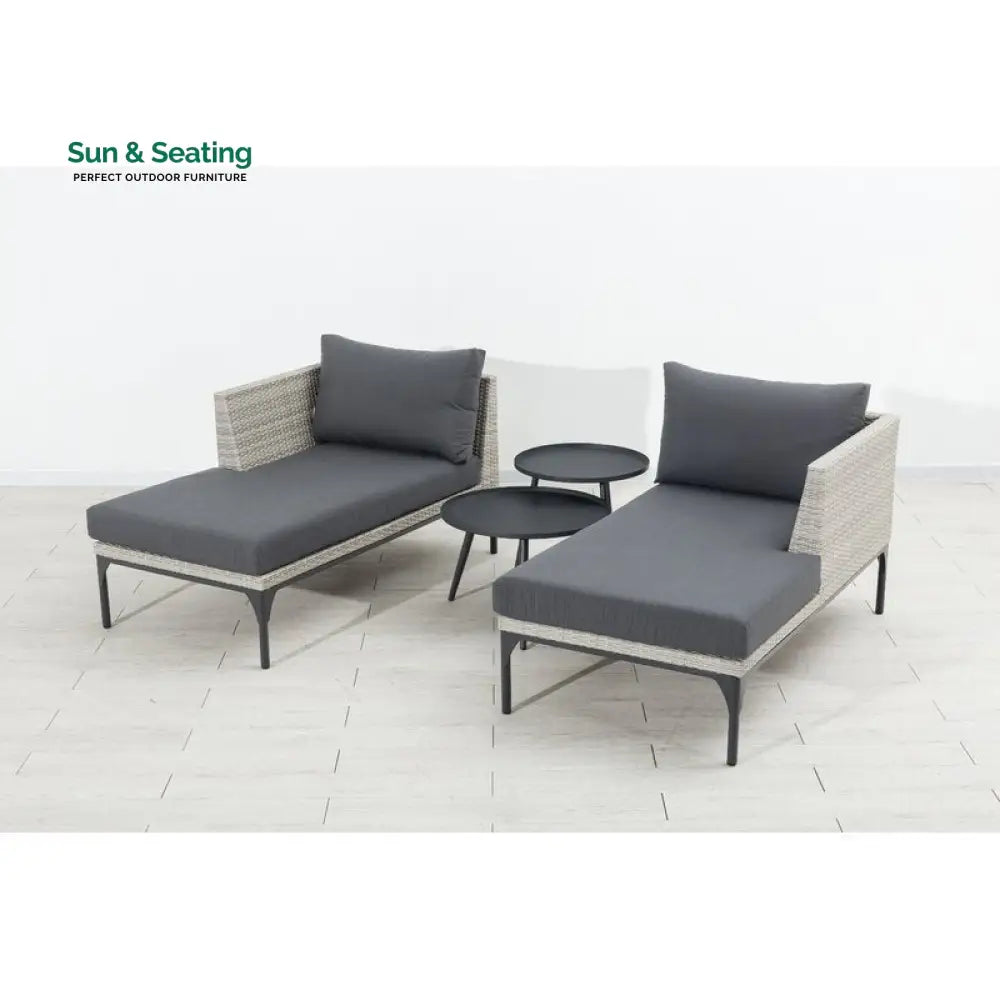 Flax Outdoor Swimming Poolside Lounger Set of 2 (Seashell) Loungers