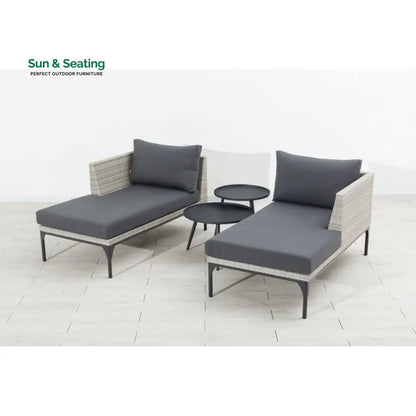 Flax Outdoor Swimming Poolside Lounger Set of 2 (Seashell) Loungers