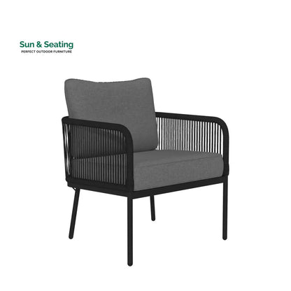 Fletcher Outdoor Garden Balcony Sofa Set 2 Seater 2 Single seater and 1 Center Table Set Braid & Rope (Dark Grey) Sofa