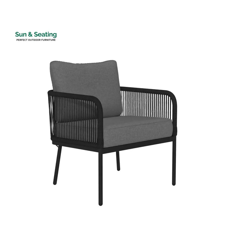 Fletcher Outdoor Garden Balcony Sofa Set 2 Seater 2 Single seater and 1 Center Table Set Braid &amp; Rope (Dark Grey) Sofa