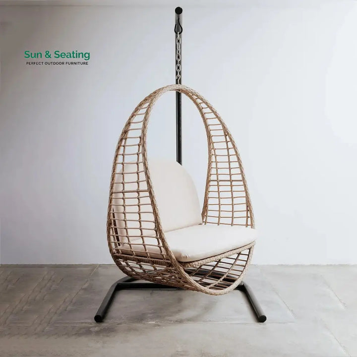 Floom Single Seater Hanging Swing With Stand For Balcony Garden Swing (Tan) Swings