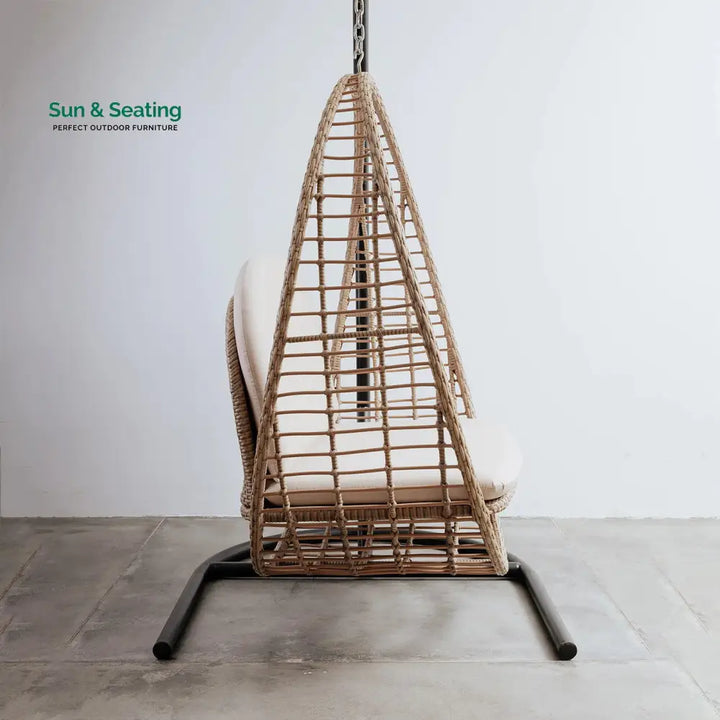Floom Single Seater Hanging Swing With Stand For Balcony Garden Swing (Tan) Swings