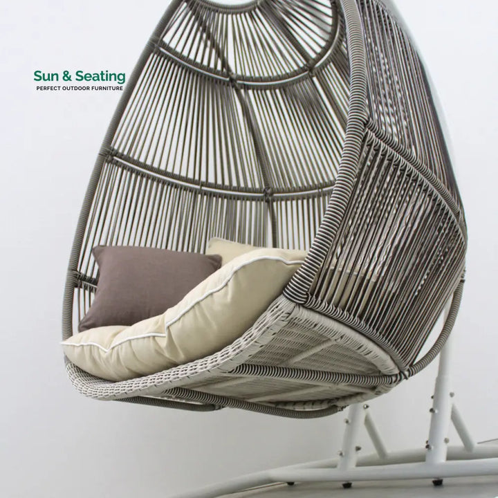Flores Double Seater Hanging Swing With Stand For Balcony Garden Swing (White + Grey) Swings
