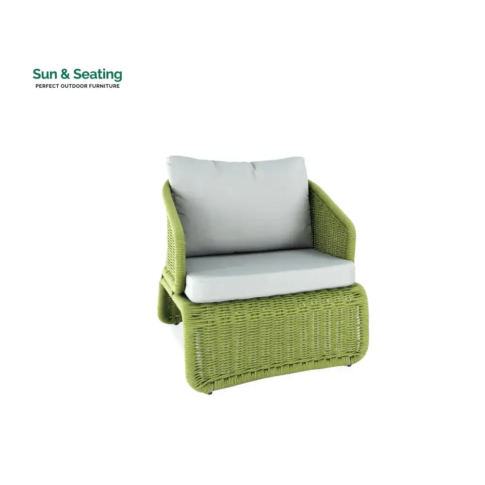 Floro Outdoor Patio Seating Set 2 Chairs and 1 Table Set (Green &amp; Orange) Braided And Rope Coffee Table Sets