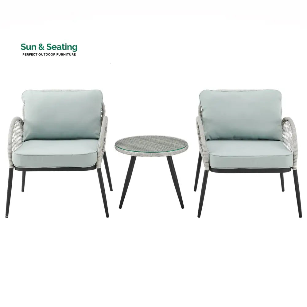 Florrie Outdoor Patio Seating Set 2 Chairs and 1 Table Set (White) Coffee Table Sets