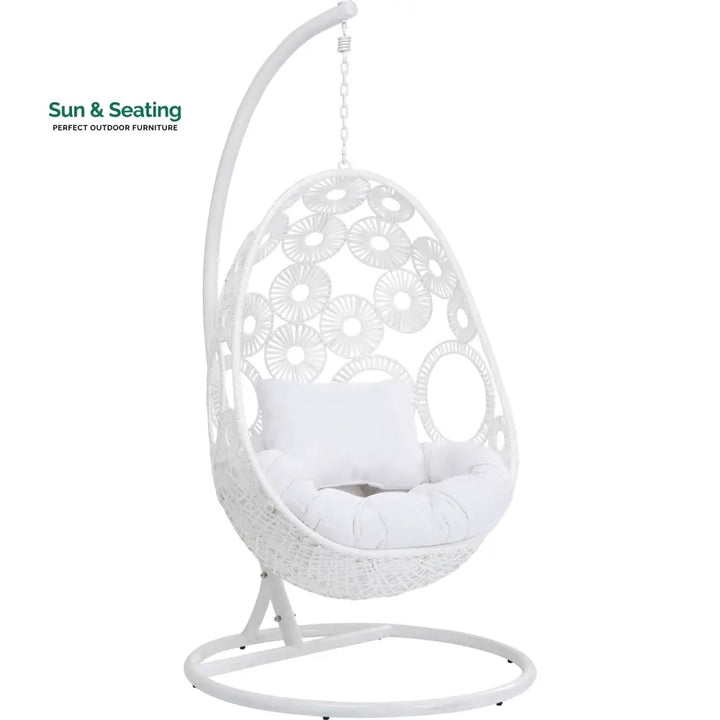Flutter Single Seater Hanging Swing With Stand For Balcony Garden (White) Swings