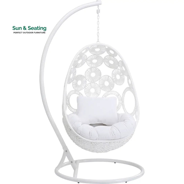 Flutter Single Seater Hanging Swing With Stand For Balcony Garden (White) Swings