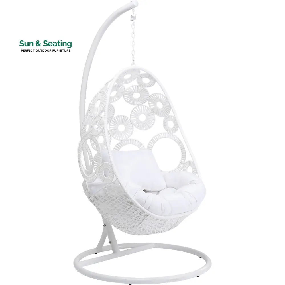 Flutter Single Seater Hanging Swing With Stand For Balcony Garden (White) Swings
