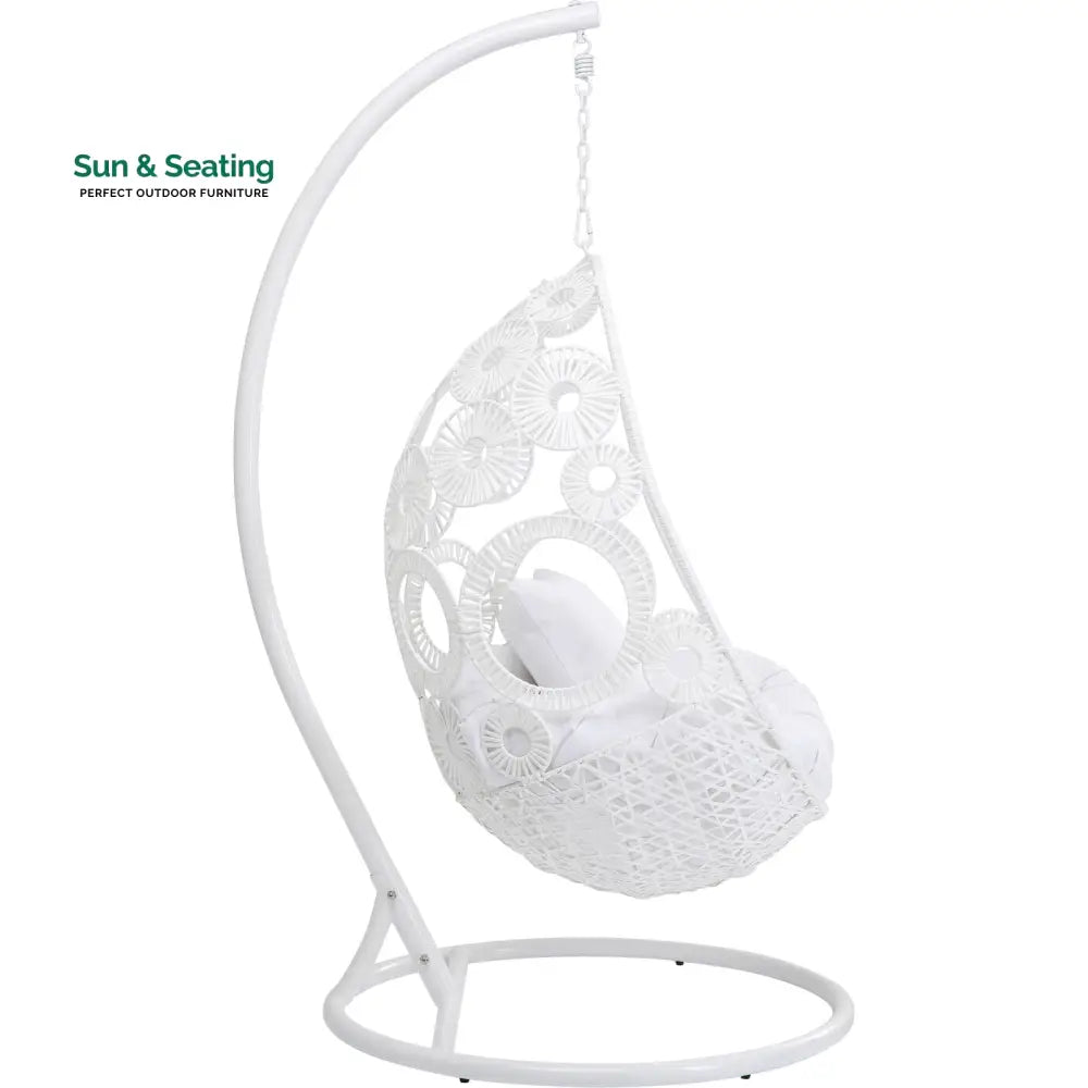 Flutter Single Seater Hanging Swing With Stand For Balcony Garden (White) Swings