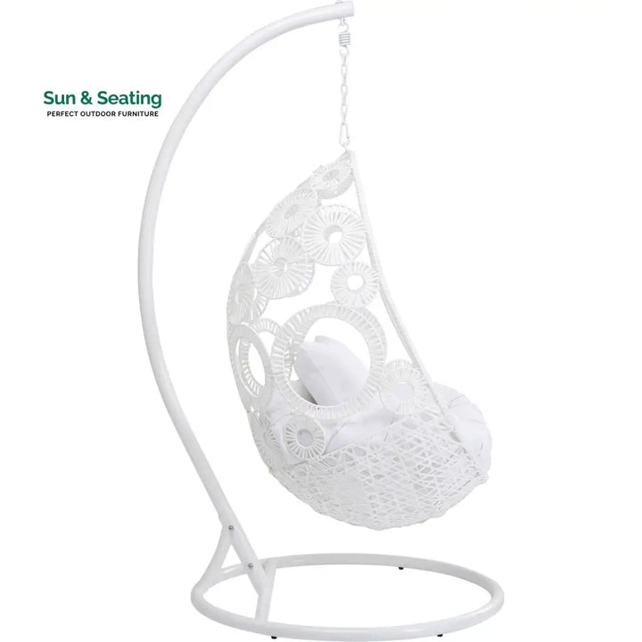 Flutter Single Seater Hanging Swing With Stand For Balcony Garden (White) Swings