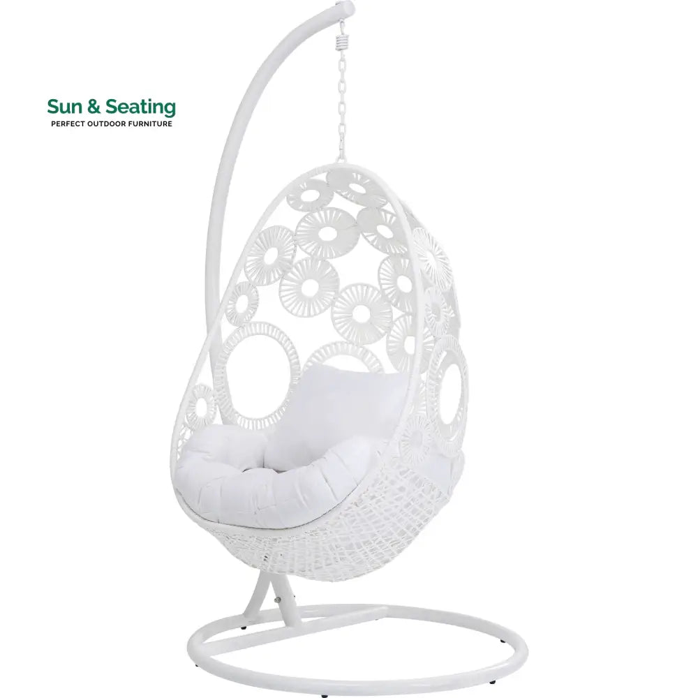 Flutter Single Seater Hanging Swing With Stand For Balcony Garden (White) Swings