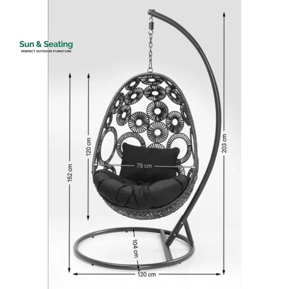 Flutter Single Seater Hanging Swing With Stand For Balcony Garden (White) Swings