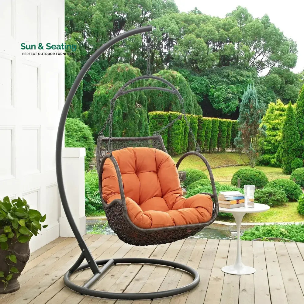 Folake Outdoor Rattan Wicker Hanging Swing Chair with Cushion Swing