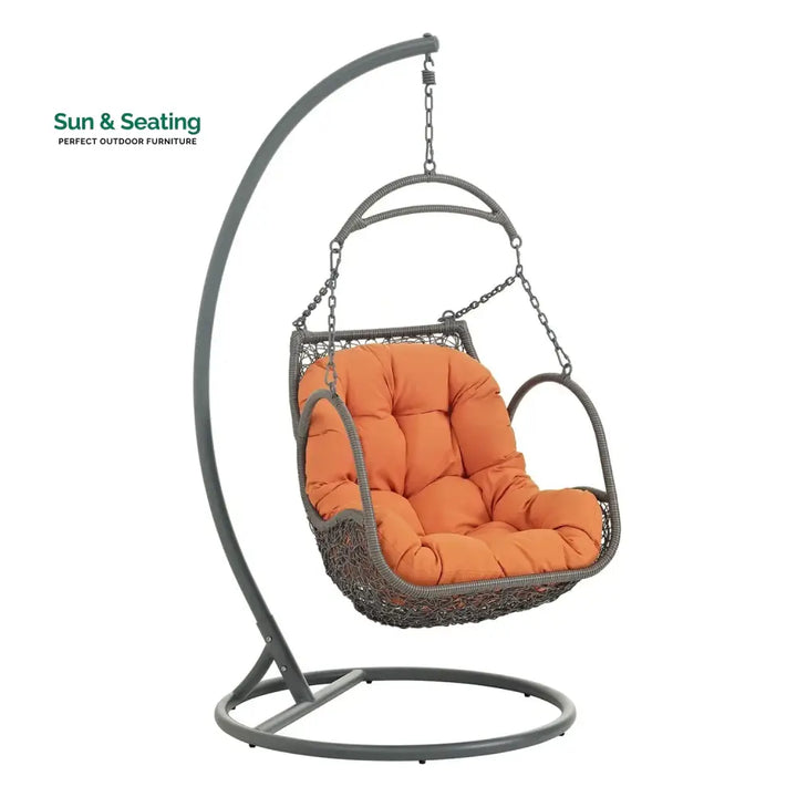 Folake Outdoor Rattan Wicker Hanging Swing Chair with Cushion Swing