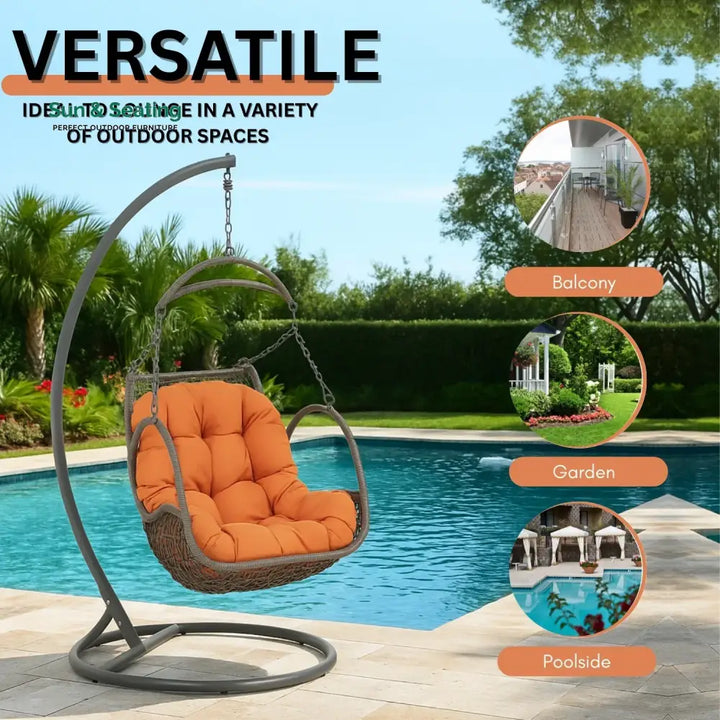 Folake Outdoor Rattan Wicker Hanging Swing Chair with Cushion Swing