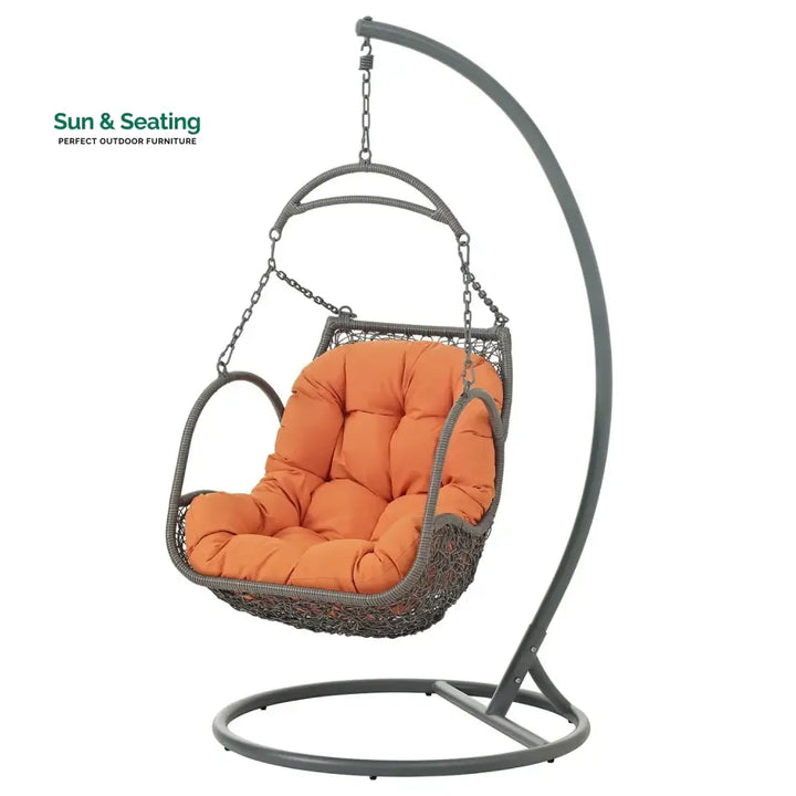 Folake Outdoor Rattan Wicker Hanging Swing Chair with Cushion Swing