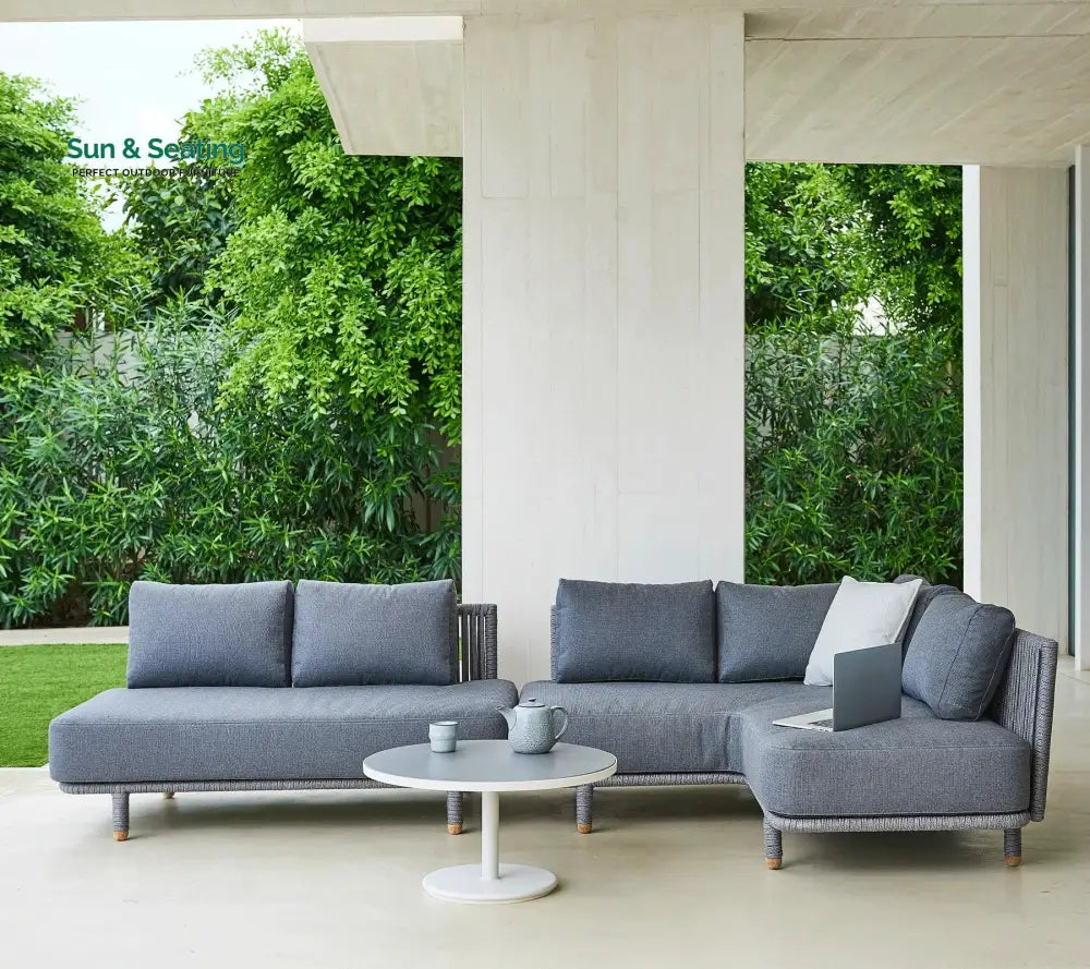 Folliero Outdoor Sofa Set 2 Seater 1 Corner Module and 1 Center Table Braided & Rope (Grey) Sofa Sets