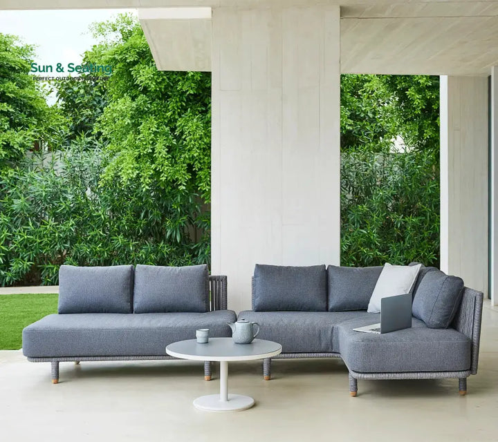 Folliero Outdoor Sofa Set 2 Seater 1 Corner Module and 1 Center Table Braided &amp; Rope (Grey) Sofa Sets