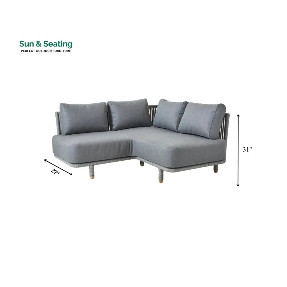 Folliero Outdoor Sofa Set 2 Seater 1 Corner Module and 1 Center Table Braided & Rope (Grey) Sofa Sets