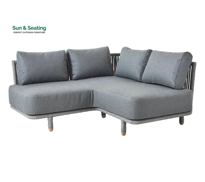 Folliero Outdoor Sofa Set 2 Seater 1 Corner Module and 1 Center Table Braided &amp; Rope (Grey) Sofa Sets