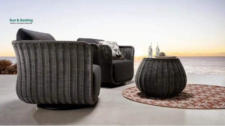 Fons Outdoor Patio Seating Set 2 Chairs and 1 Table Set (Grey) Braided &amp; Rope Coffee Table Sets