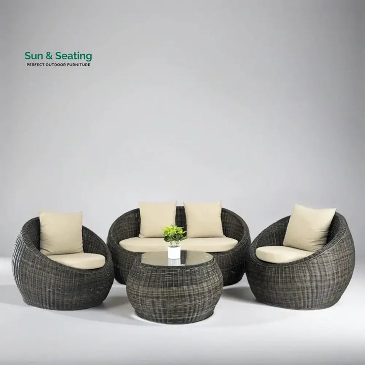 Fonsie Outdoor Sofa Set 2 Seater 2 Single seater and 1 Center Table (Cappuccino) Sofa Sets