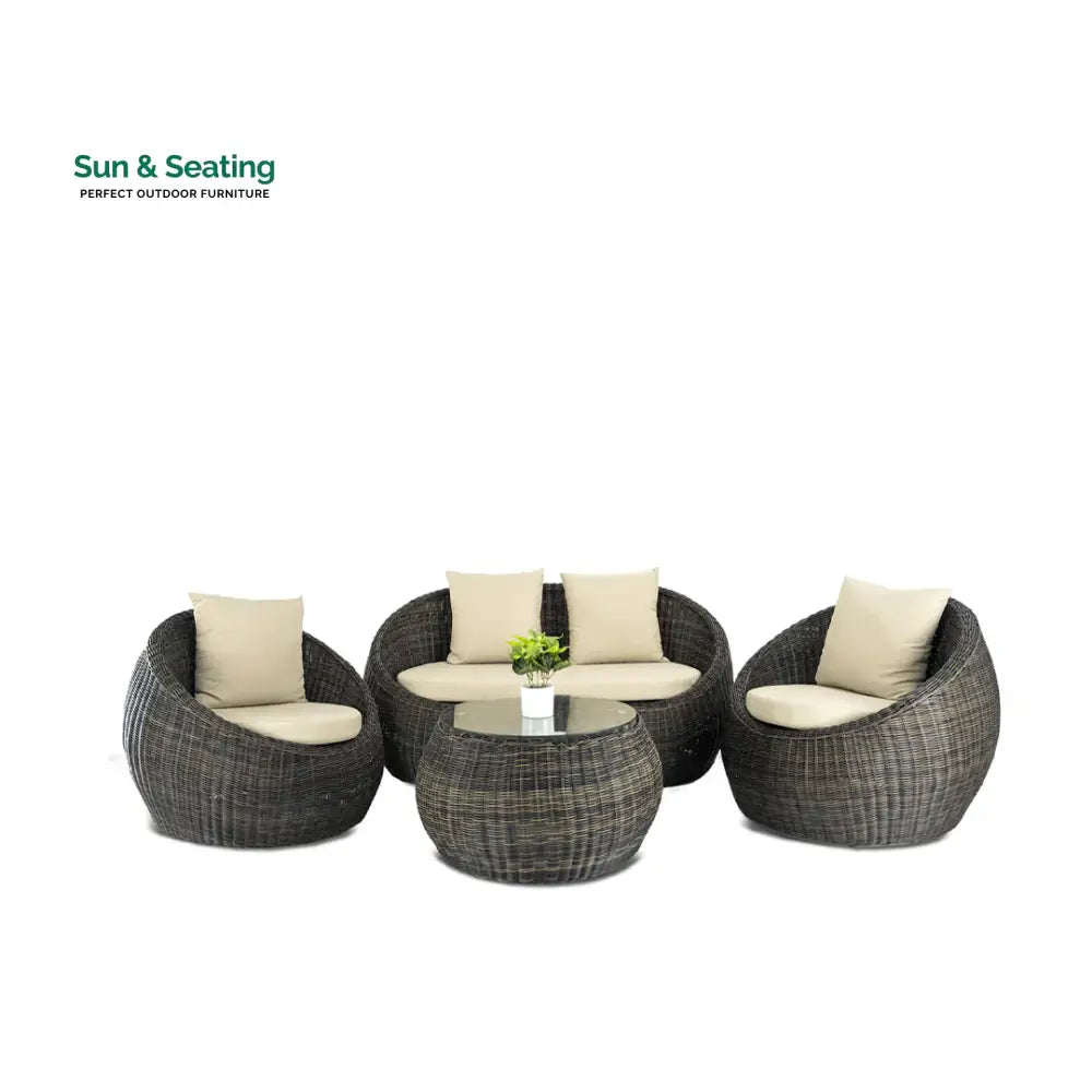 Fonsie Outdoor Sofa Set 2 Seater 2 Single seater and 1 Center Table (Cappuccino) Sofa Sets