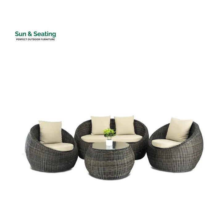 Fonsie Outdoor Sofa Set 2 Seater 2 Single seater and 1 Center Table (Cappuccino) Sofa Sets